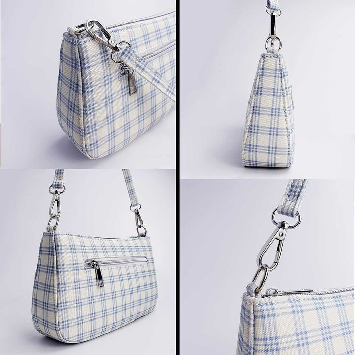 Nowa torebka retro / torba płócienna / pompon / kratka !2667!