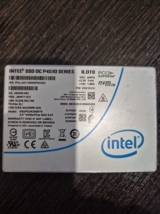 ssd 8TB  intel ssd dc p4510