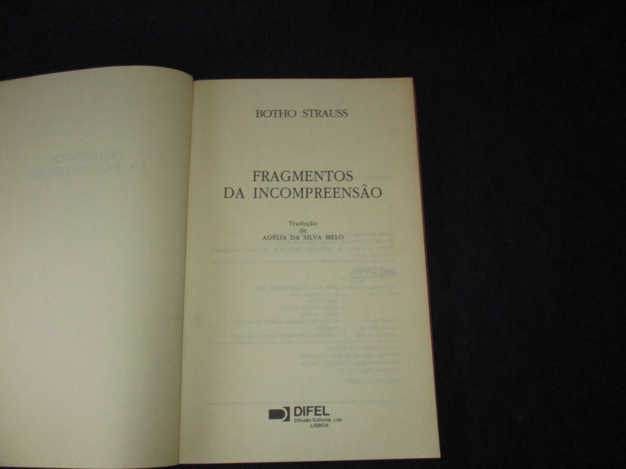 Livro Fragmentos da Incompreensão Botho Strauss