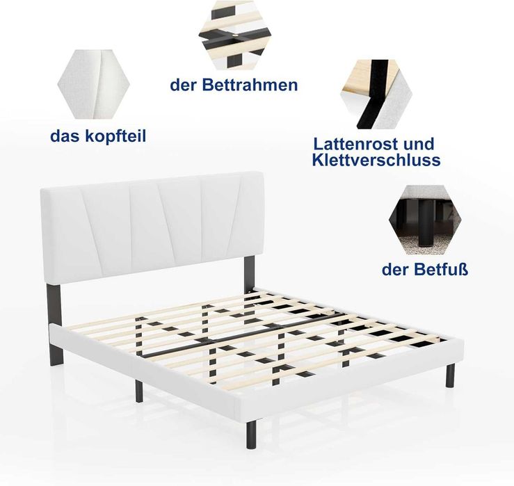 Nowe łóżko tapicerowane / rama / stelaż / 140x200 / zagłówek !N39!