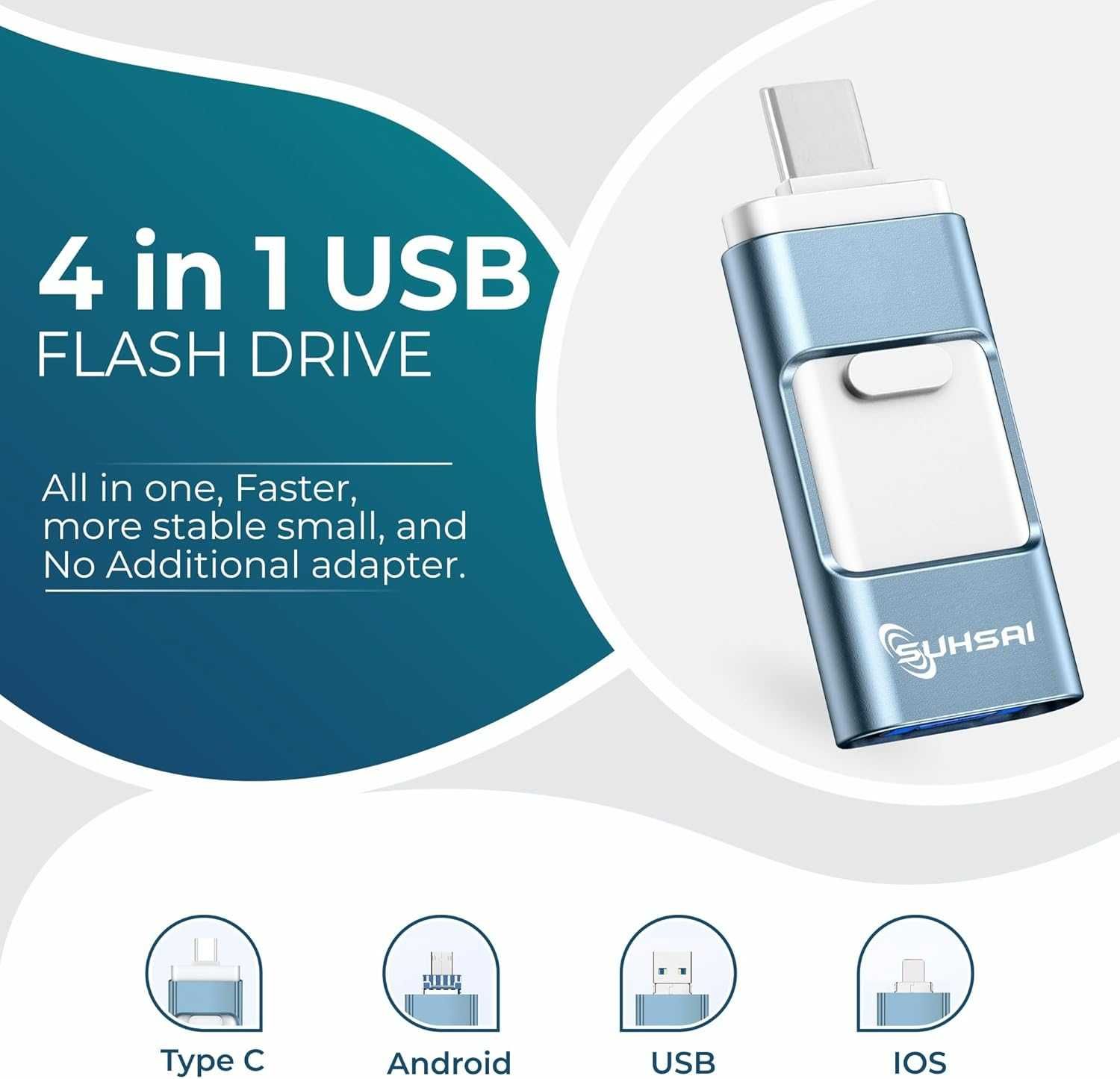 Pendrive SUHSAI 4-in-1 256GB USB Stick, USB 3.0 Flash Drive