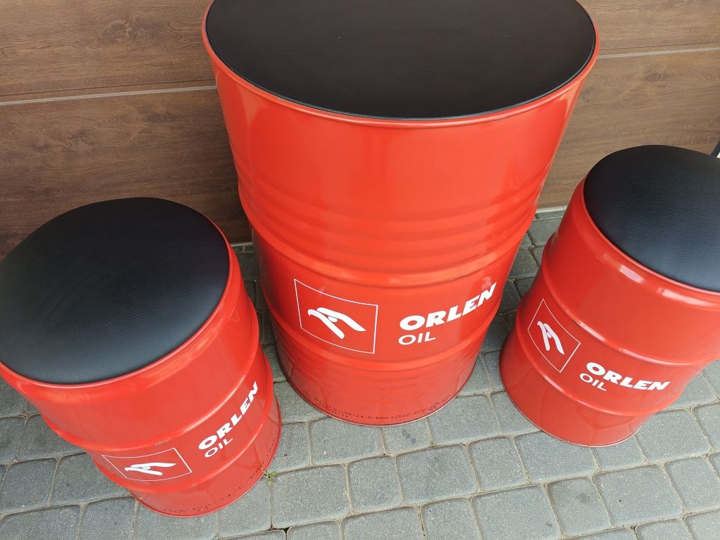 Zestaw mebli z beczek Orlen Oil