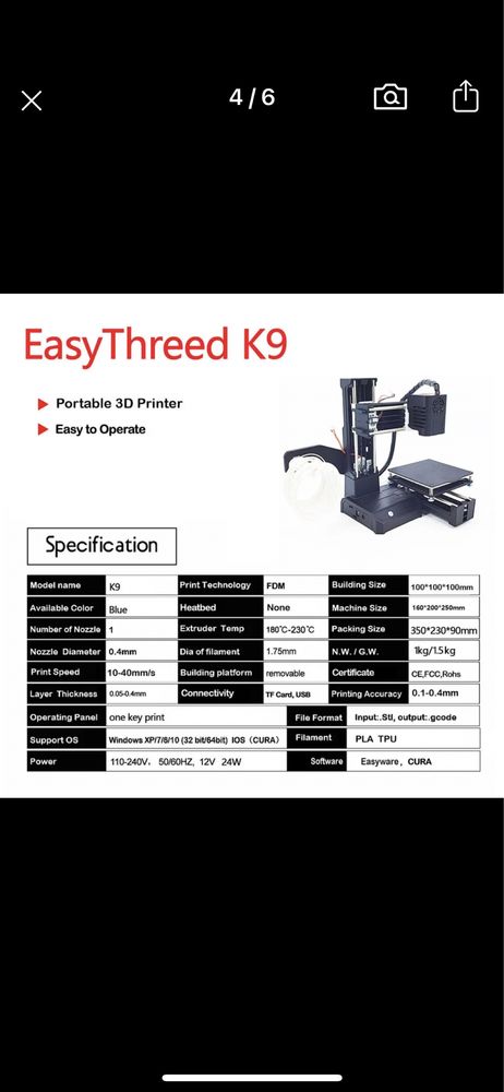 EasyThreed K9 Mini drukarka 3D