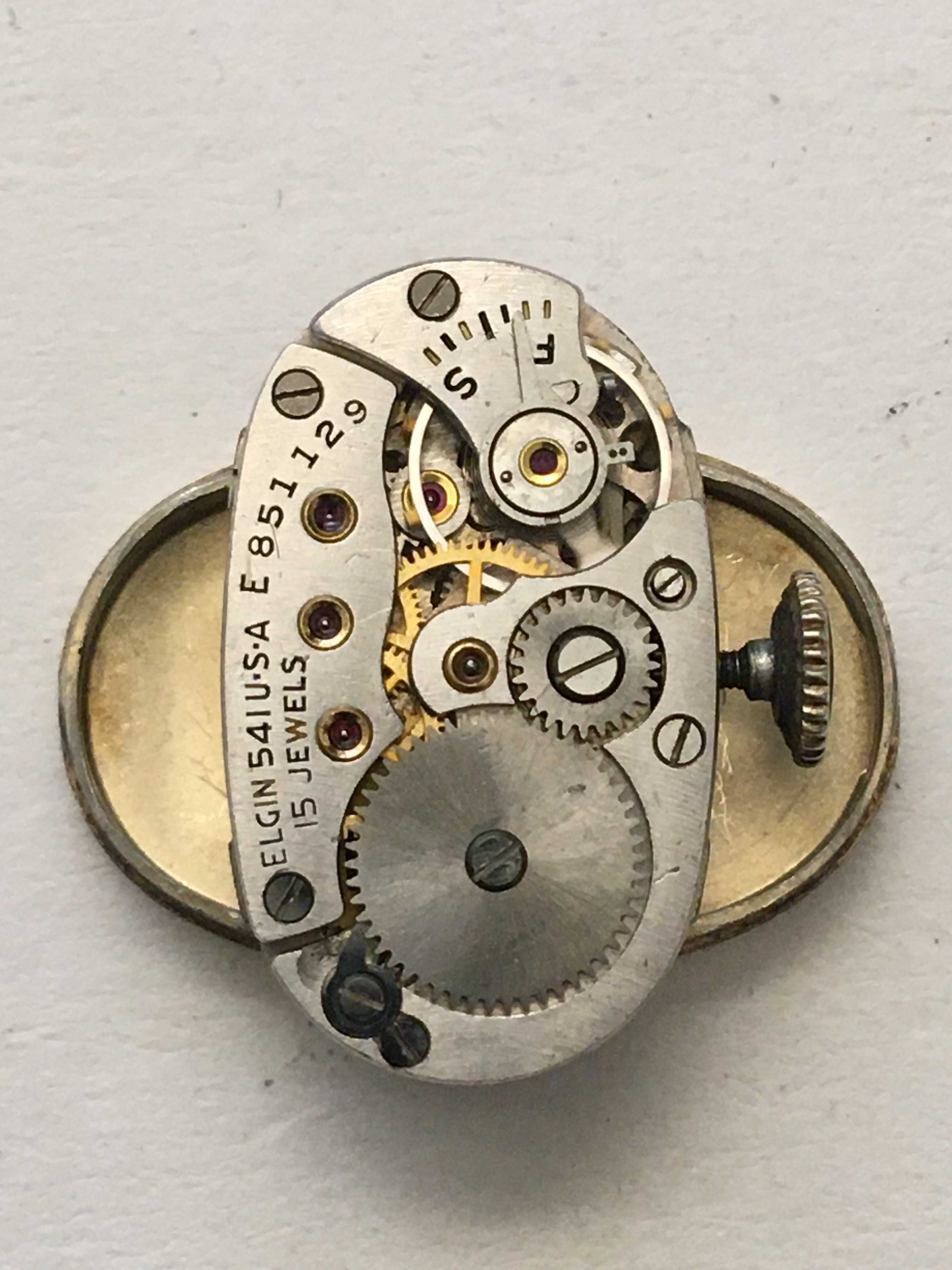 Kolekcjonerski damski zegarek mechaniczny ELGIN 541 15j złocony