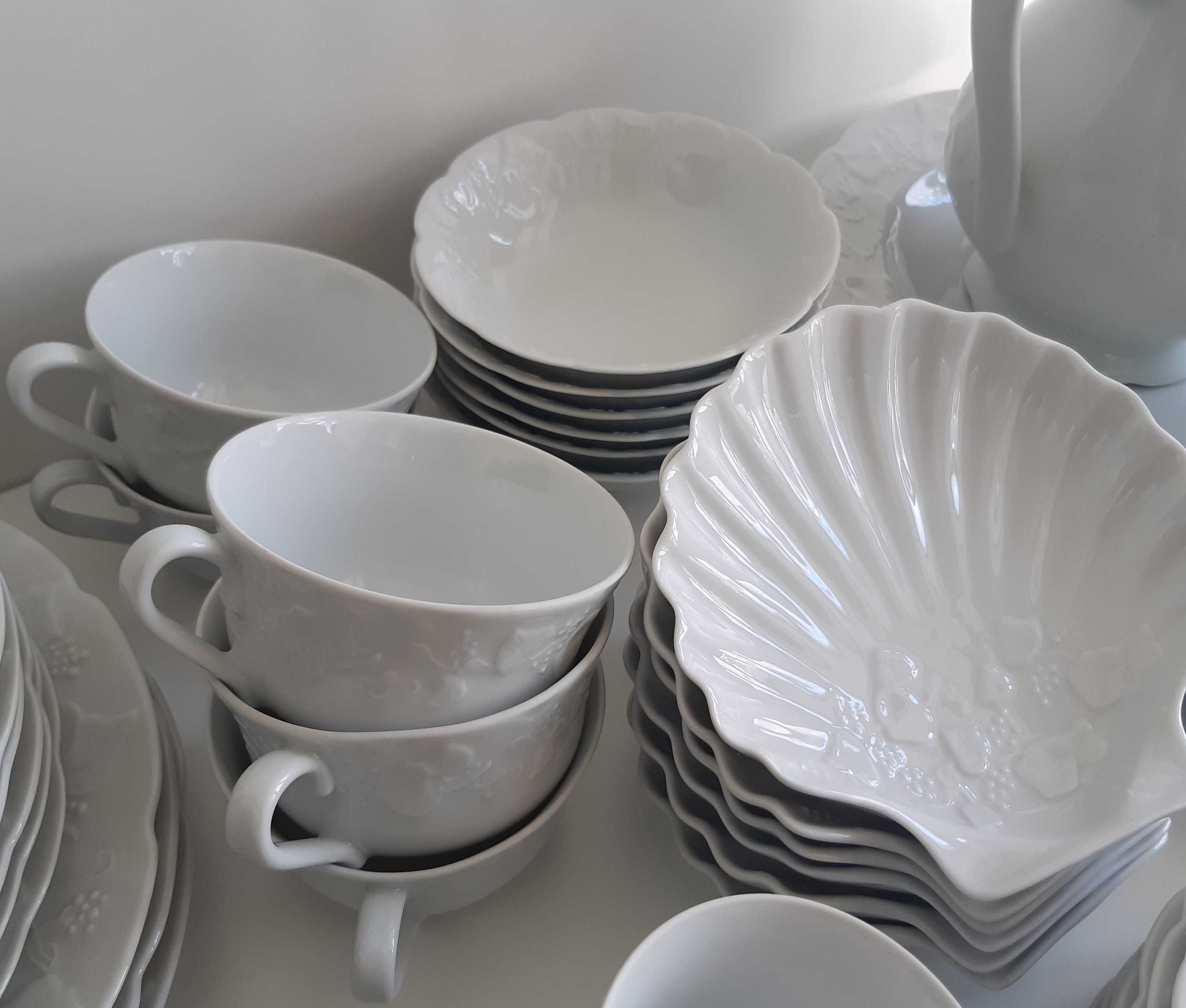 49 Peças Porcelana Lierre Sauvage CNP Serviço Branco Relevos Floridos