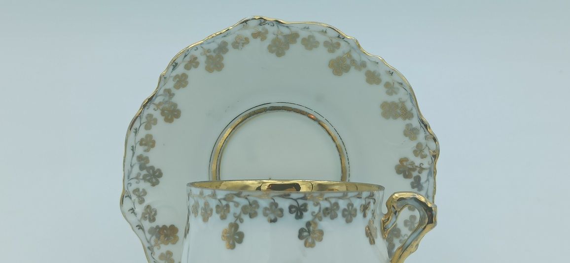 Porcelana Śląska OHME Szczawienko Filiżanka 145 ml Złota Konieczynka