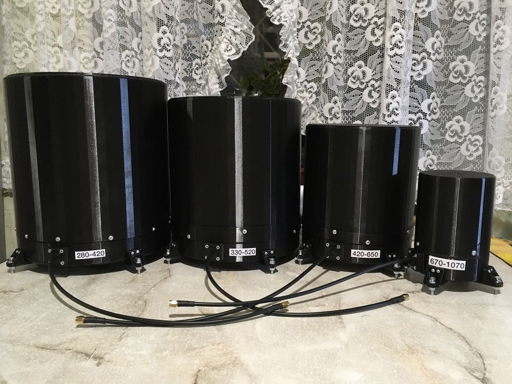 Антени квадрофілярні для РЕБ, купольні, RHCP та LHCP, 380-520 MHz