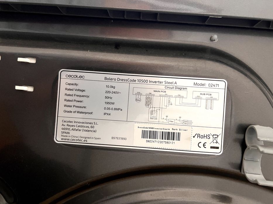 Máquina de Lavar Roupa Cecotec 10kg Carga Frontal Bolero Dresscode