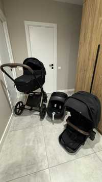 Коляска 3в 1 Cybex Priam Deep Black шасі Rosegold