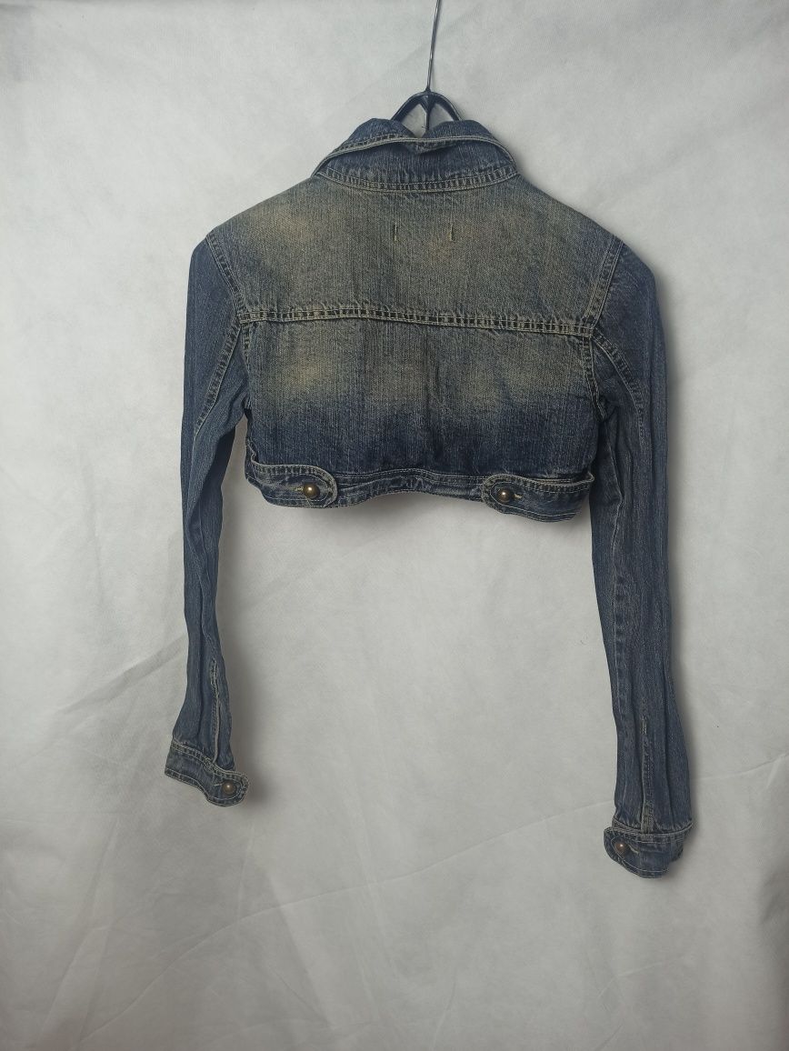 Cropped denim jacket y2k avant garde kurtka jeansowa bolero