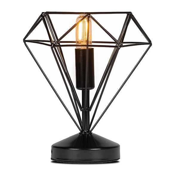 Lampa Stołowa 22cm Czarna Diament + GRATIS