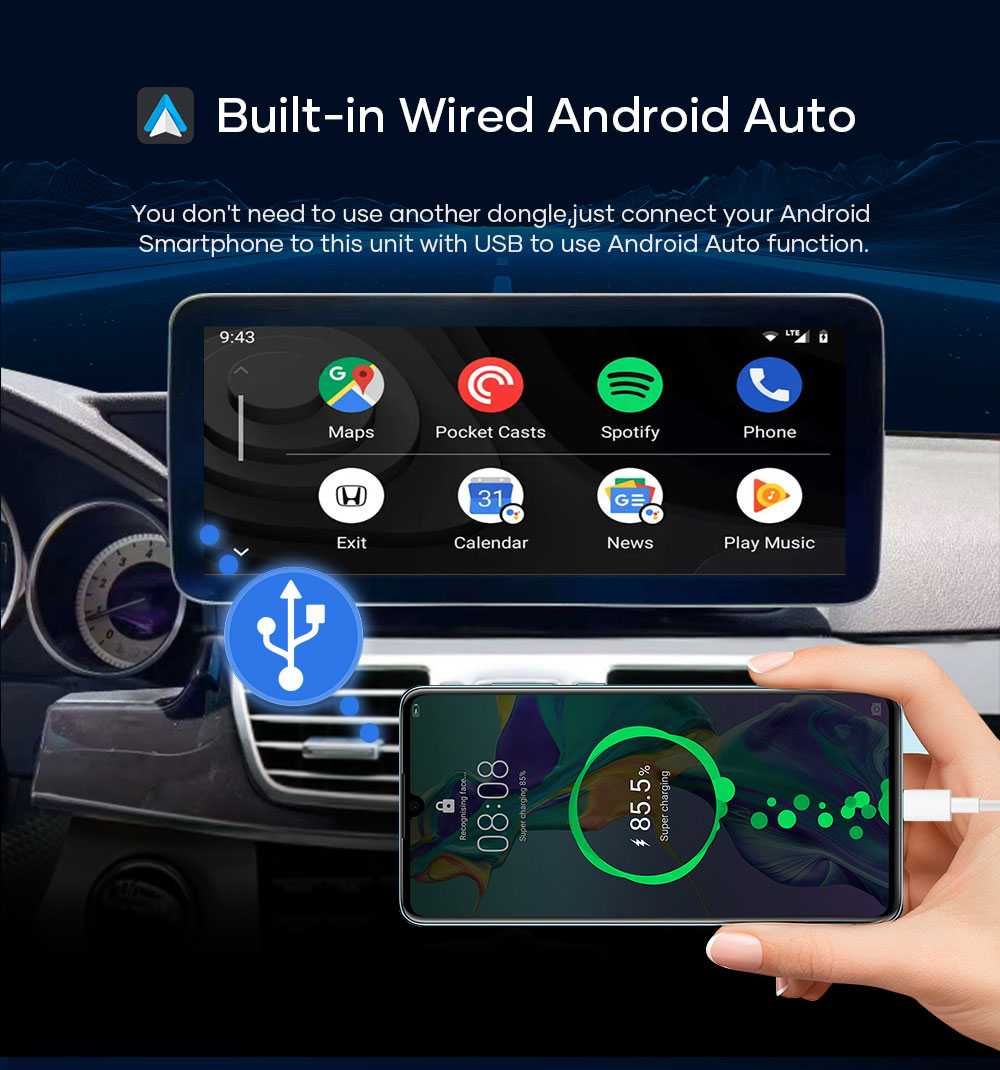 CarPlay Android Radio DAB+ USB GPS WiFi 4G Mercedes W212 E NTG4.0 12,3