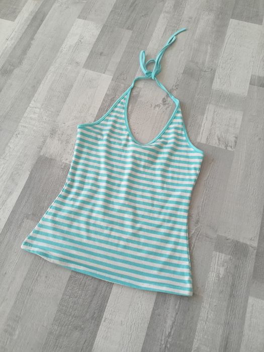 Bluza wiązana top z odkrytymi plecami w paski