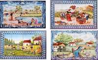 Painéis Azulejos Paisagens do Campo Caçadores Vindimas Cavalos Árvores