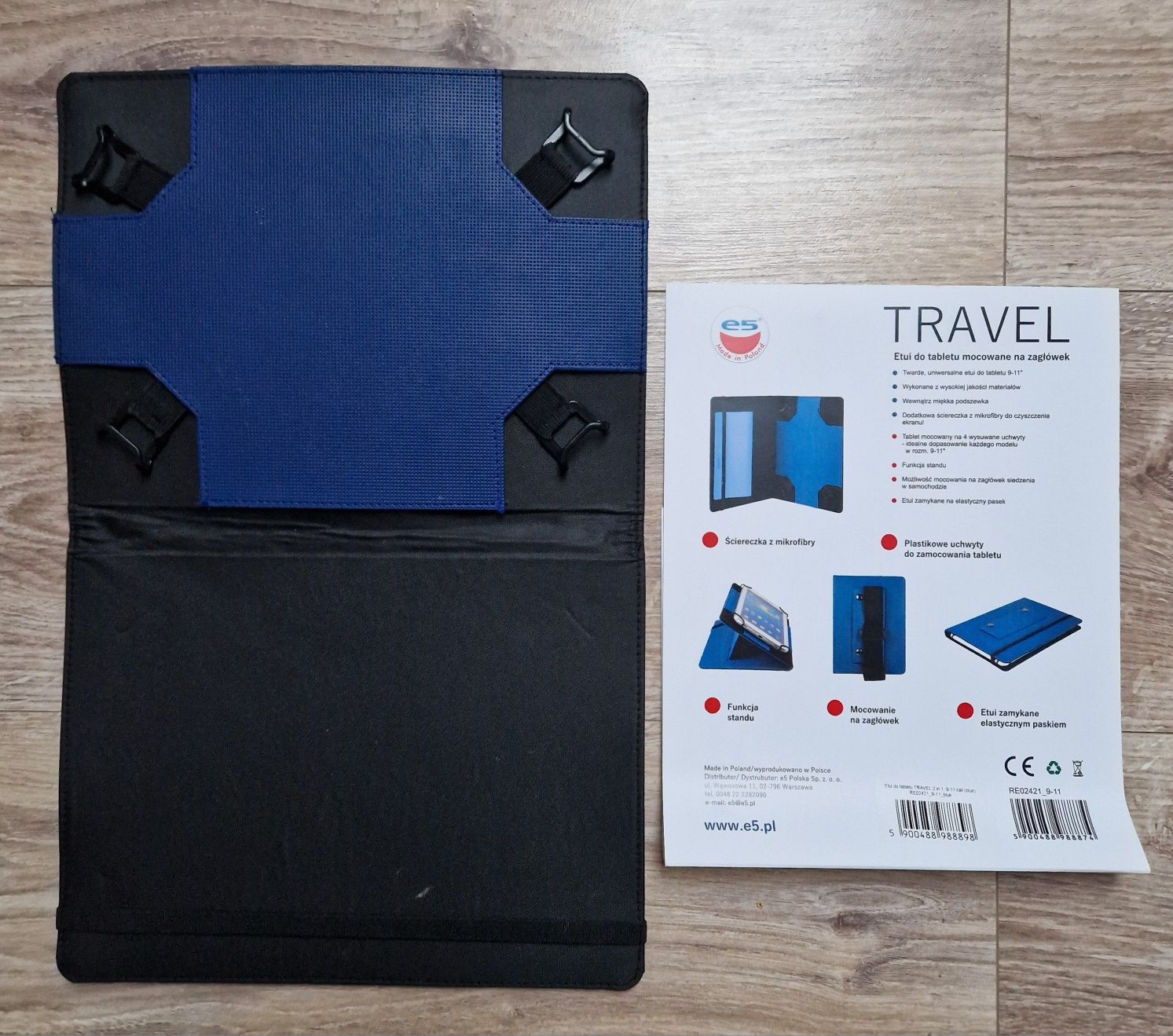 Etui na tablet e5 Travel 2w1 9-11" (niebieski)