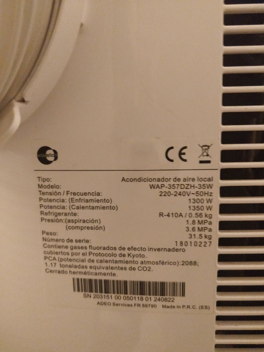 Ar condicionado portátil 12000 btu Equation - Branco