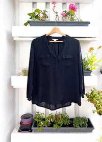 Czarna prosta klasyczna bluzka koszulowa z kieszonkami H&M S