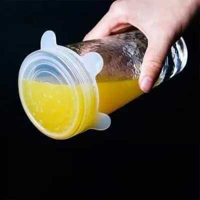 Tampa de silicone  para alimentos, 6 peças de tampas elásticas