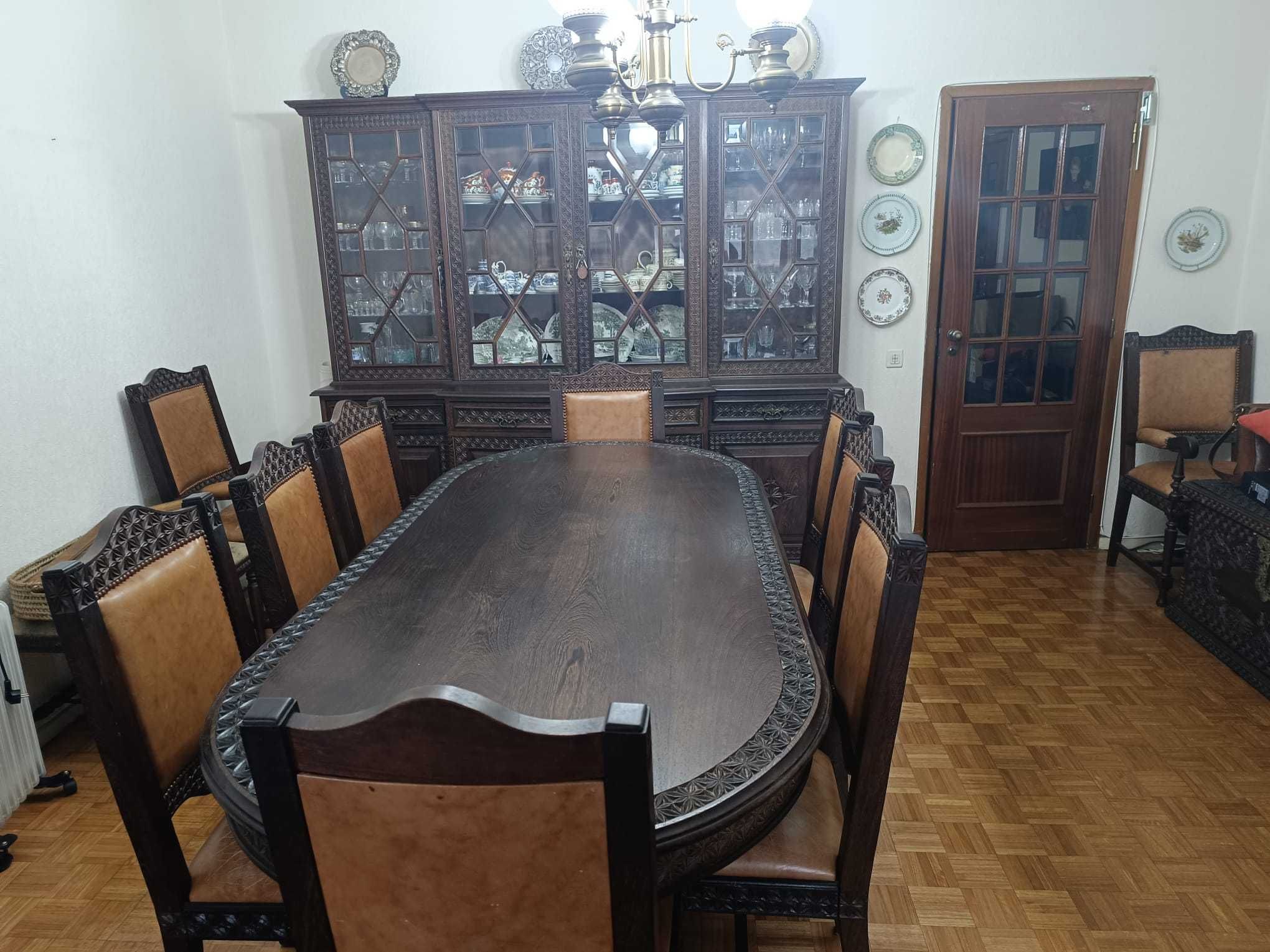 conjunto de sala de jantar madeira panga panga