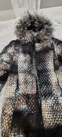 Kurtka zimowa przedłużana pikowana gruba ciepła płaszczyk efekt 3D roz