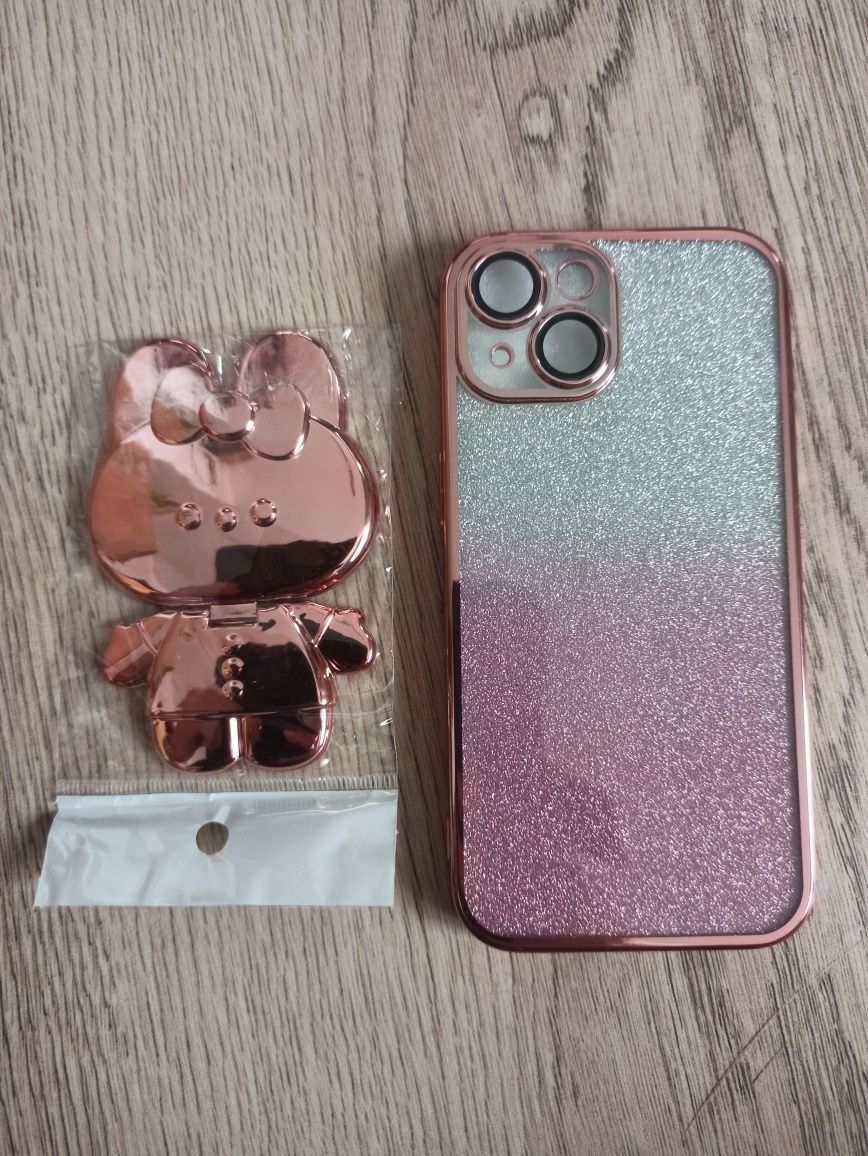 Nowe Etui do iPhone 15 podstawka lusterko stojak królik rabbit