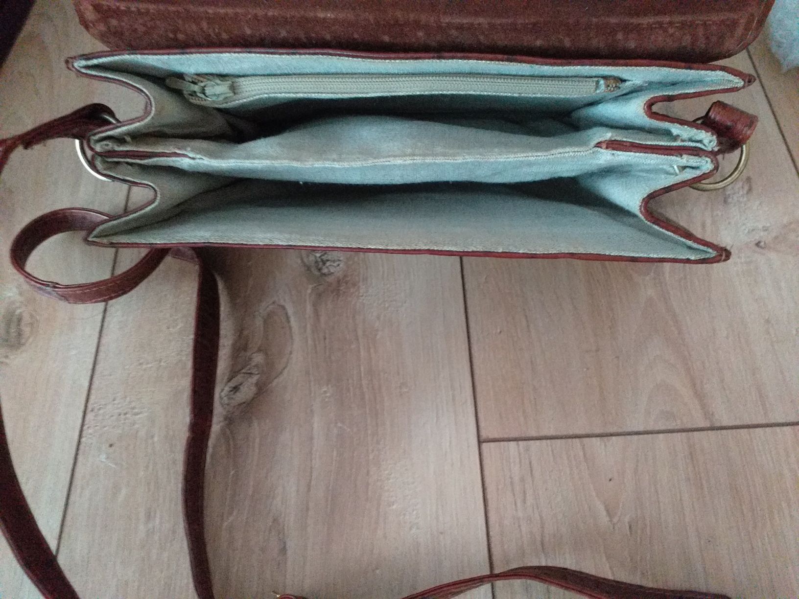 VINTAGE STRUŚ PICARD Mała oryginalna skóra skórzana torebka crossbody