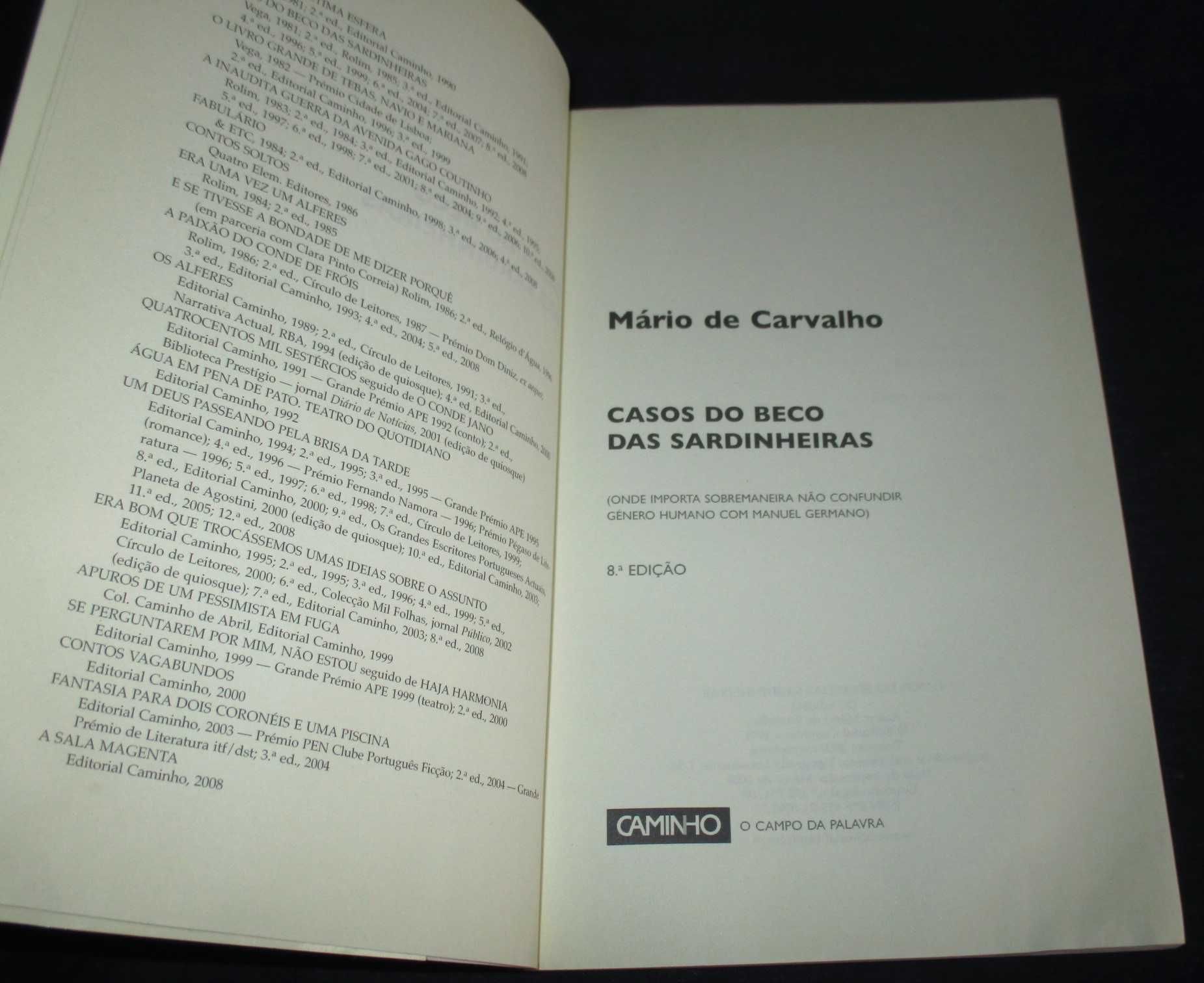 Livro Casos do Beco das Sardinheiras Mário de Carvalho