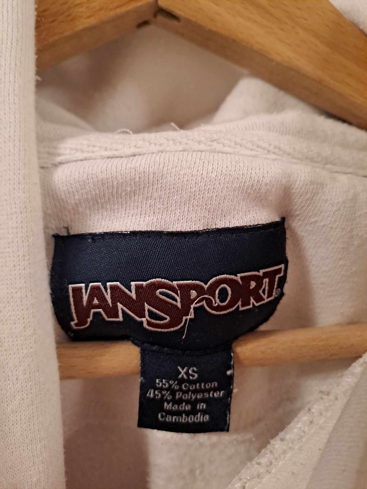 Boxy vintage bluza z kapturem hoodie Jansport unisex męska r.XS