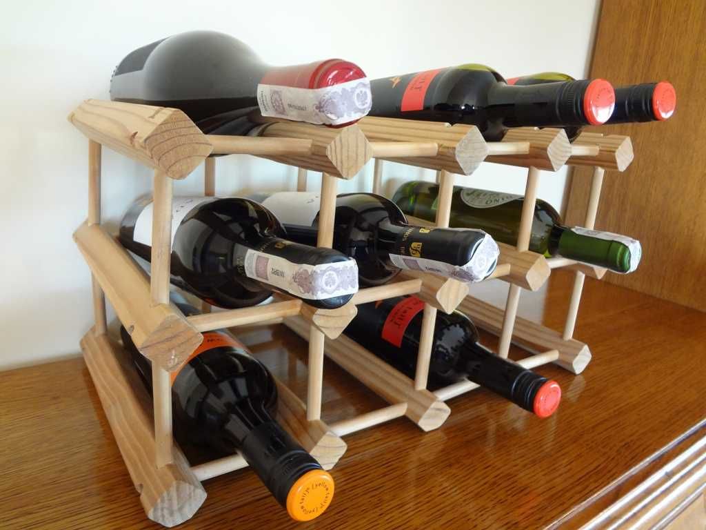 Stojak na wino Drewniany vintage na 12 lub 10 butelek UNIKAT!