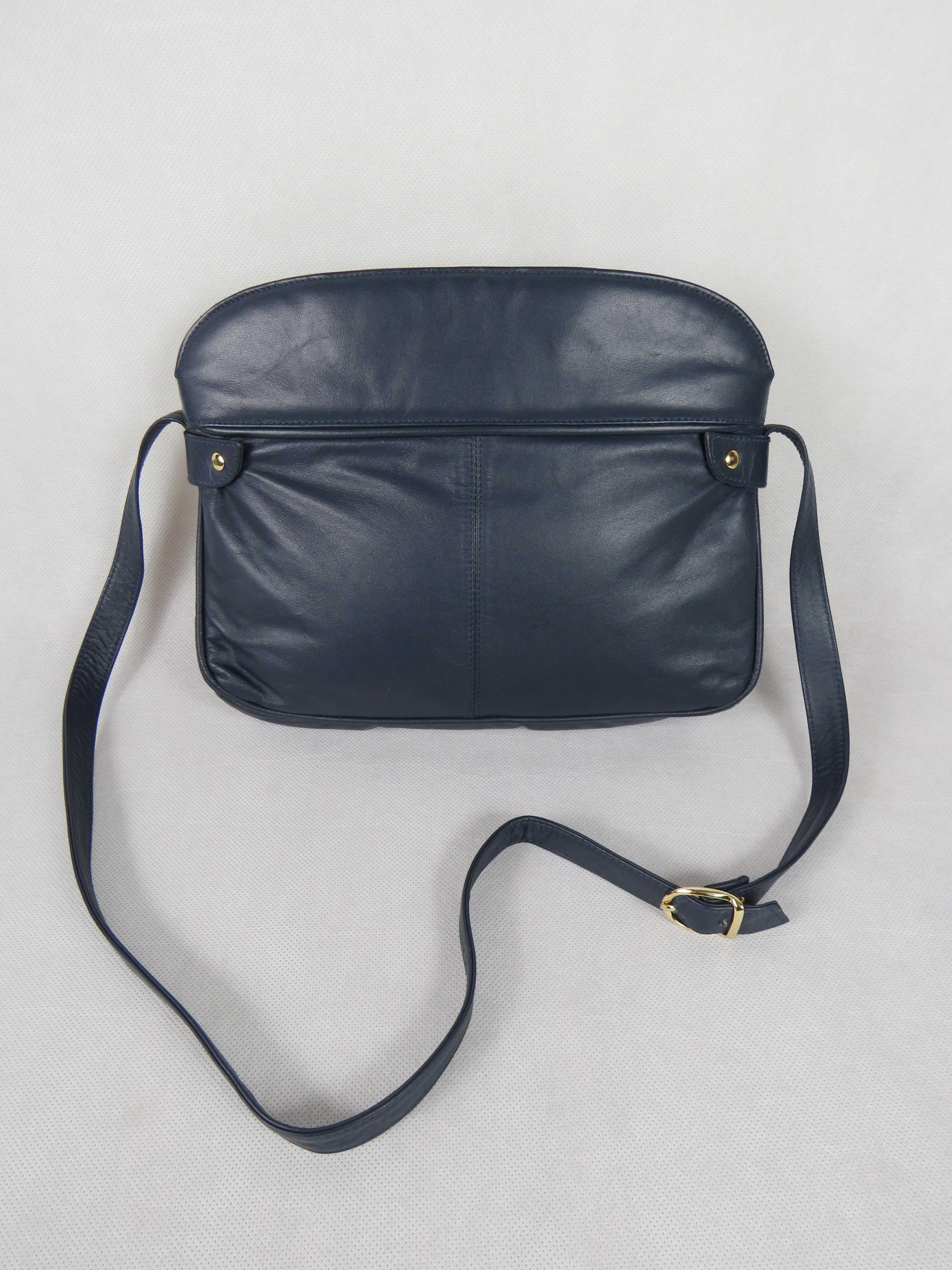 Skórzana torebka Vintage made in Brazil navy handbag