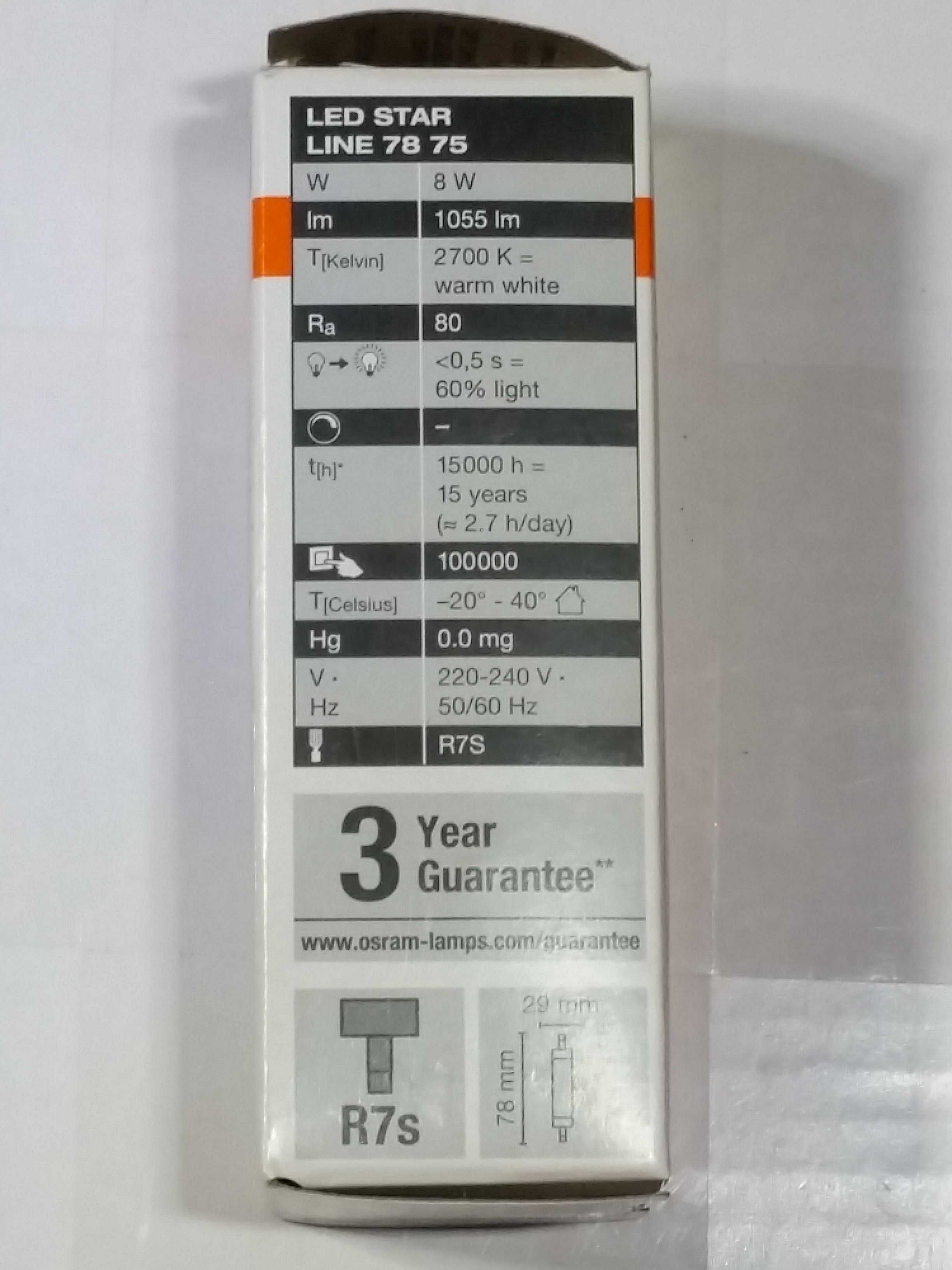 Żarówka żarnik OSRAM LED 8W = 75W do halogen lampa naświetlacz R7s 78