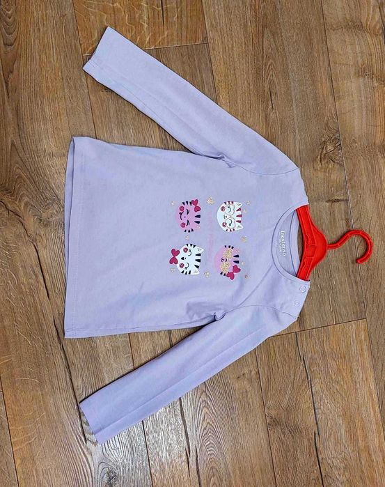 Koszulka dziewczęca na długi rękaw, Kotki, fioletowa r. 98, 96-101, 3L