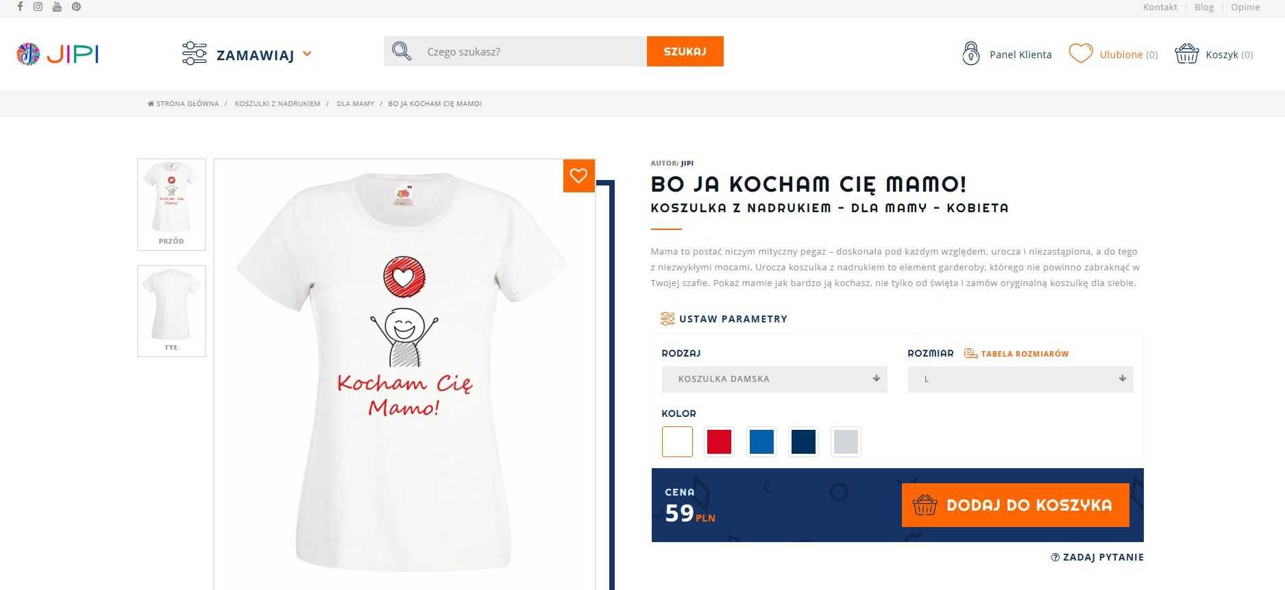 Gotowy serwis e-commerce - sklep z nadrukami na odzieży i gadżetach