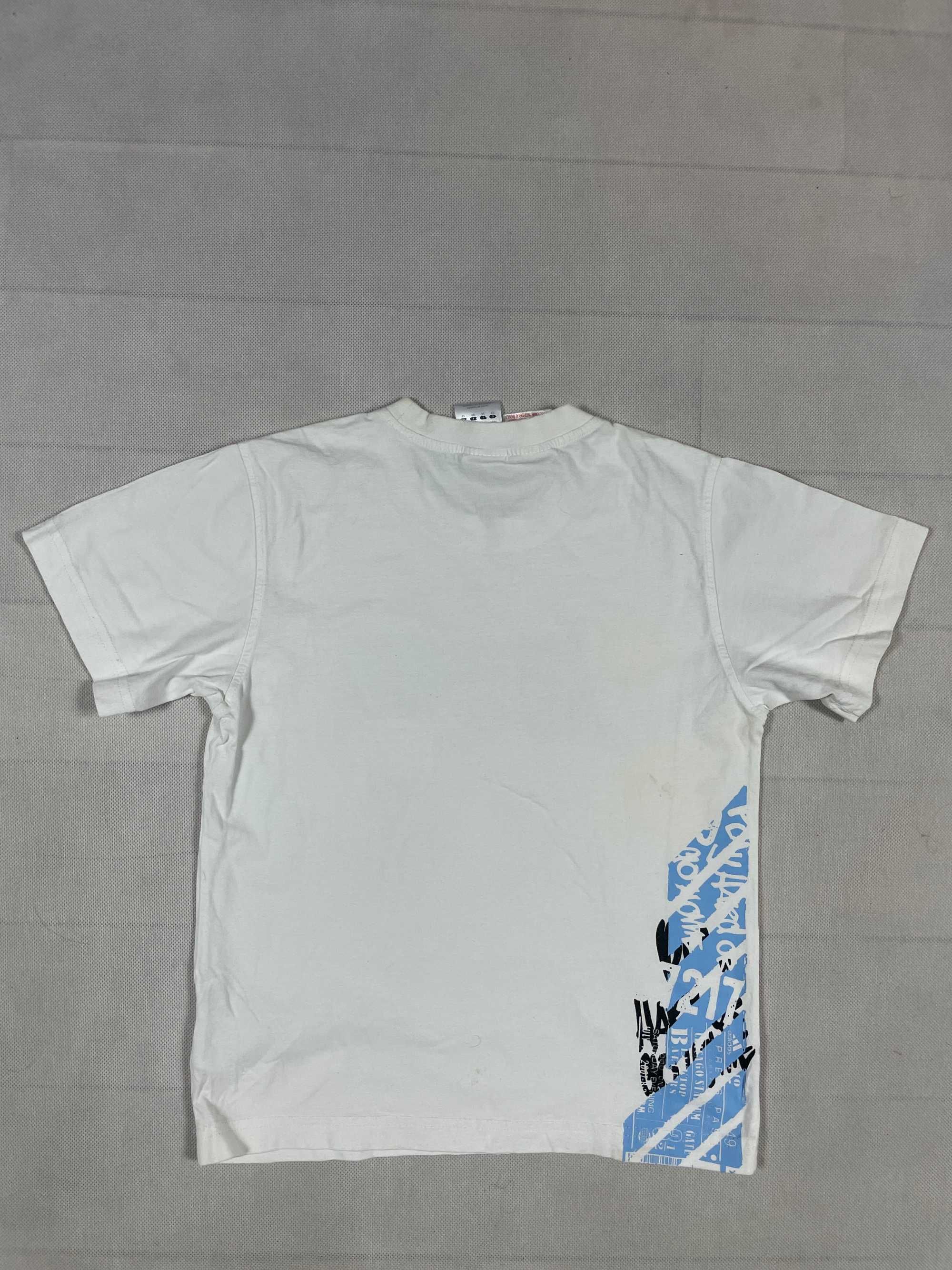 Adidas T-Shirt Koszulka Dziecięca Biała Męska Logo Unikat Klasyk 7Y 8Y
