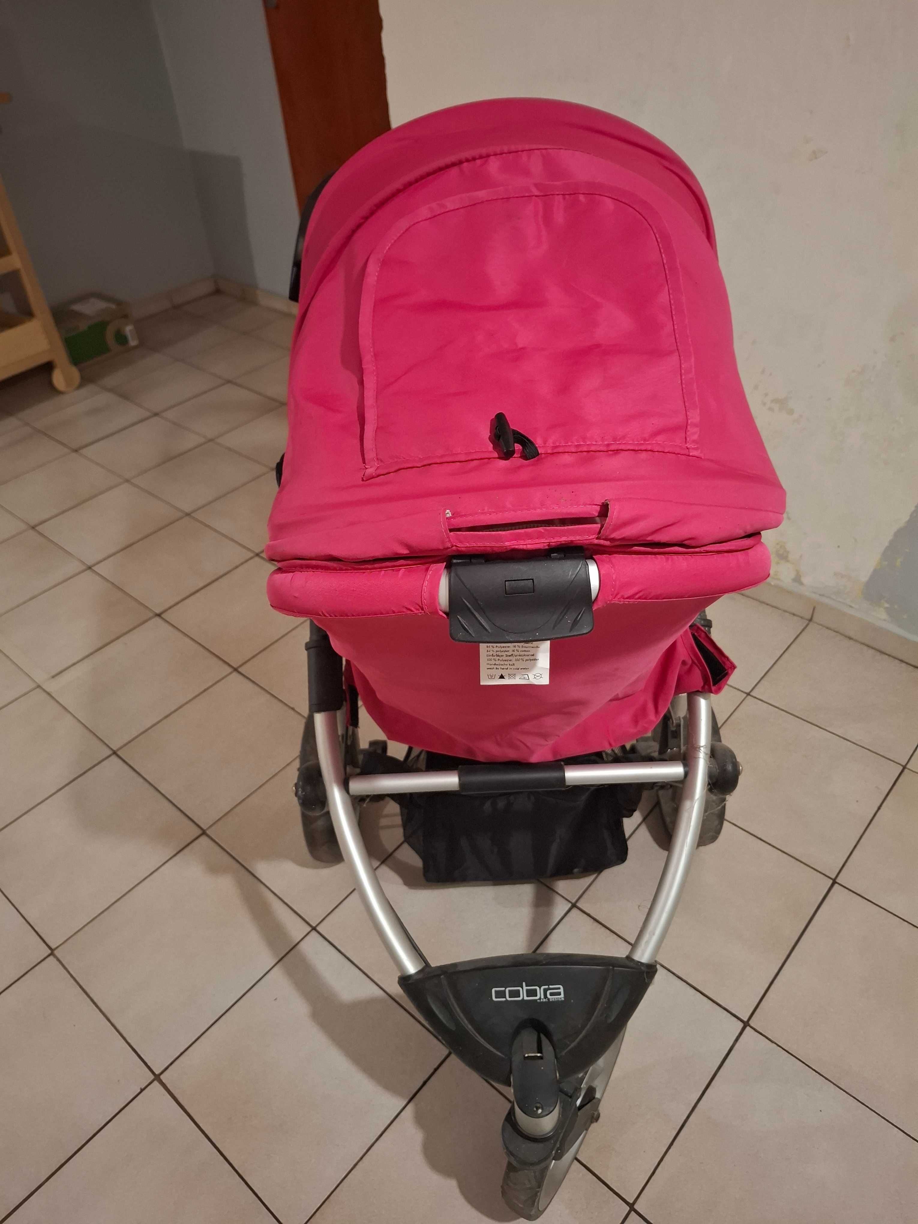 Sprzedam wózek dziecięcy 3w1 firmy Cobra kolor rózowo-czarny.