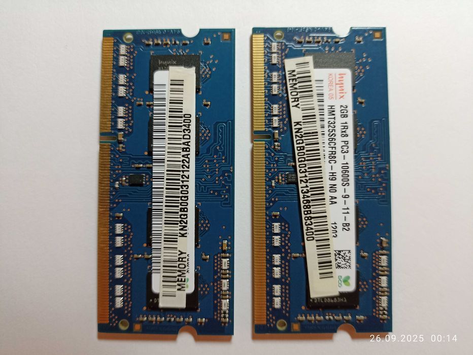 Оперативна пам'ять для ноутбука DDR3 4Gb (2 шт. по 2Gb)