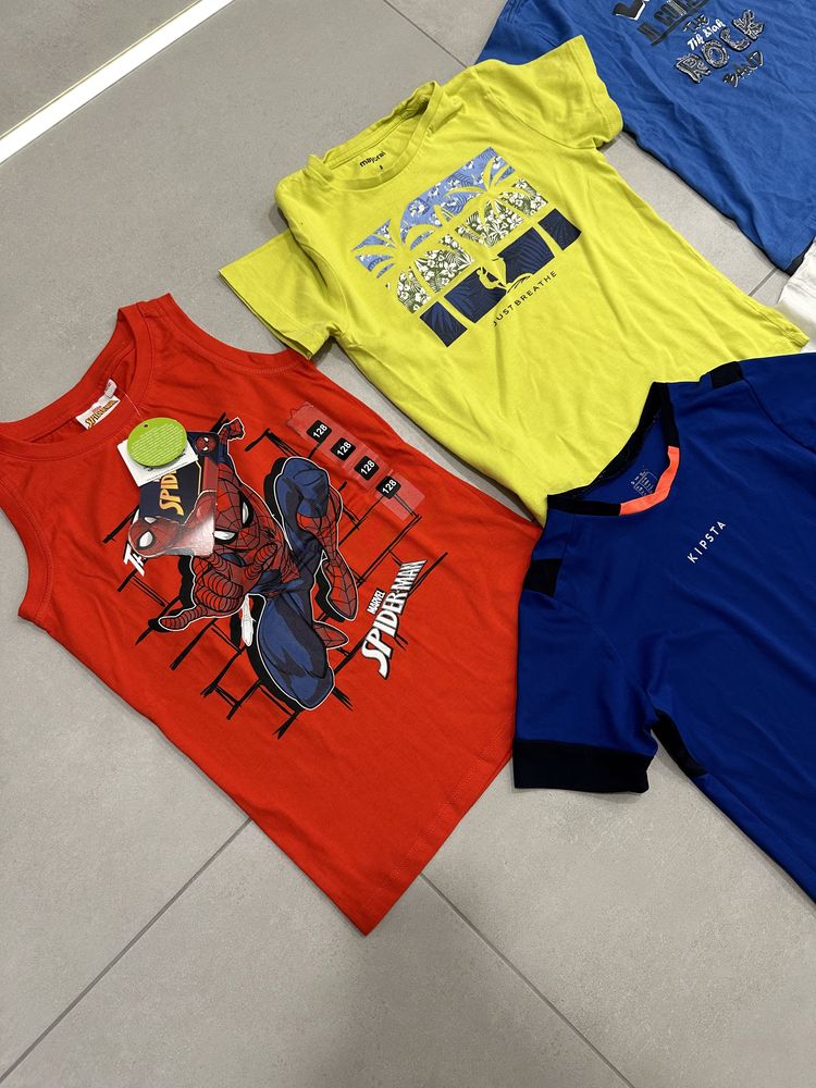 Bluzki z krótkim rękawem t-shirty dla chłopca 122 i 128cm na lato