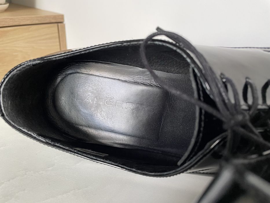 Czarne lakierki męskie Lancerto skóra, rozmiar 44