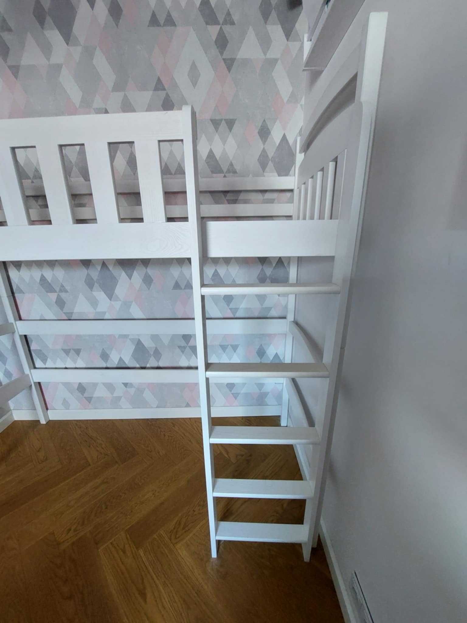 Łóżko białe piętrowe , na antresoli 70 x 170