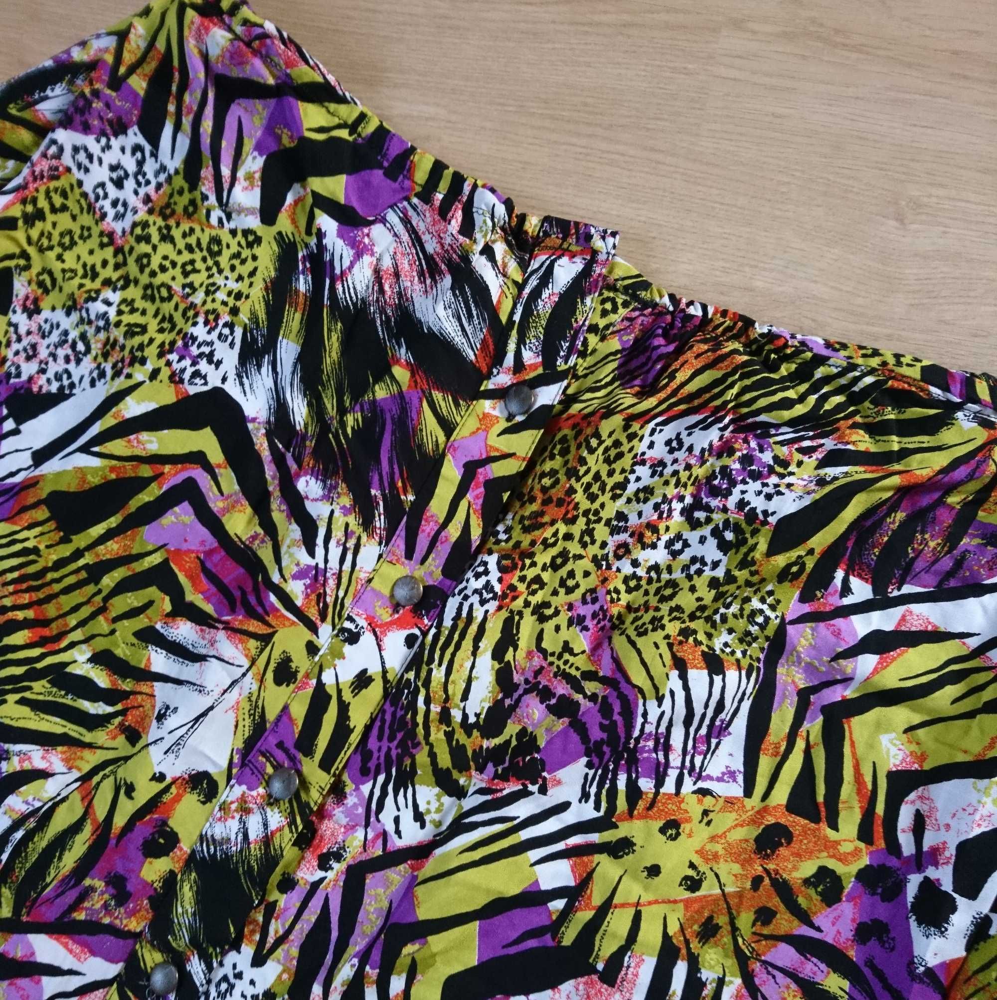 Kolorowa midi spódnica przewiewna boho vintage letnia plus size