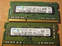 RAM DDR3 firmy samsung z demontażu laptopa 2GB + 4GB