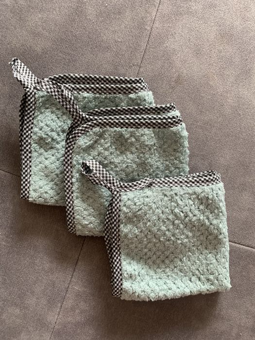 Zestaw 3 dwustronnych recznikow kuchennych z aksamitu koralowego