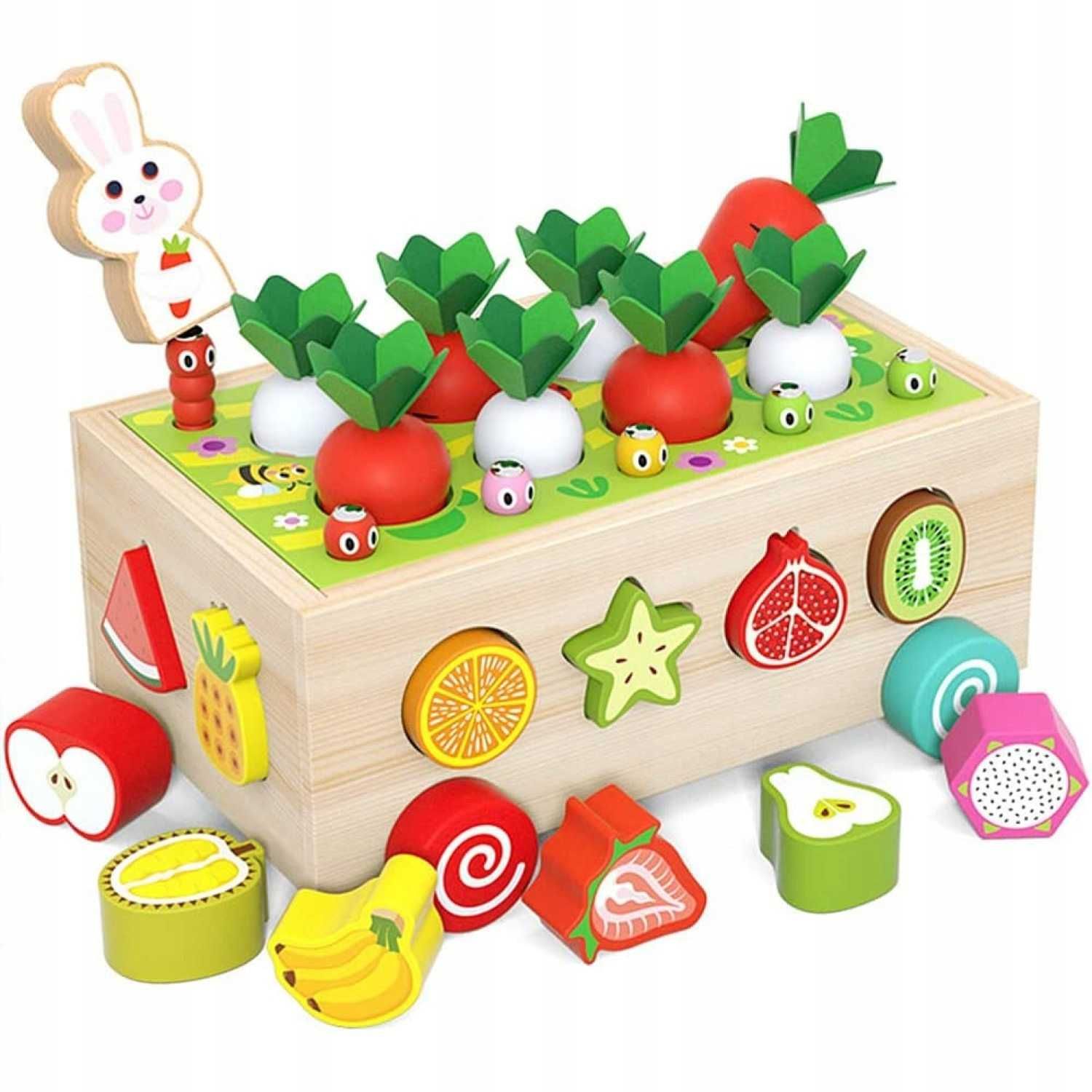 Układanka Montessori Sorter Klocków Złap Robaczka Marchewki C453