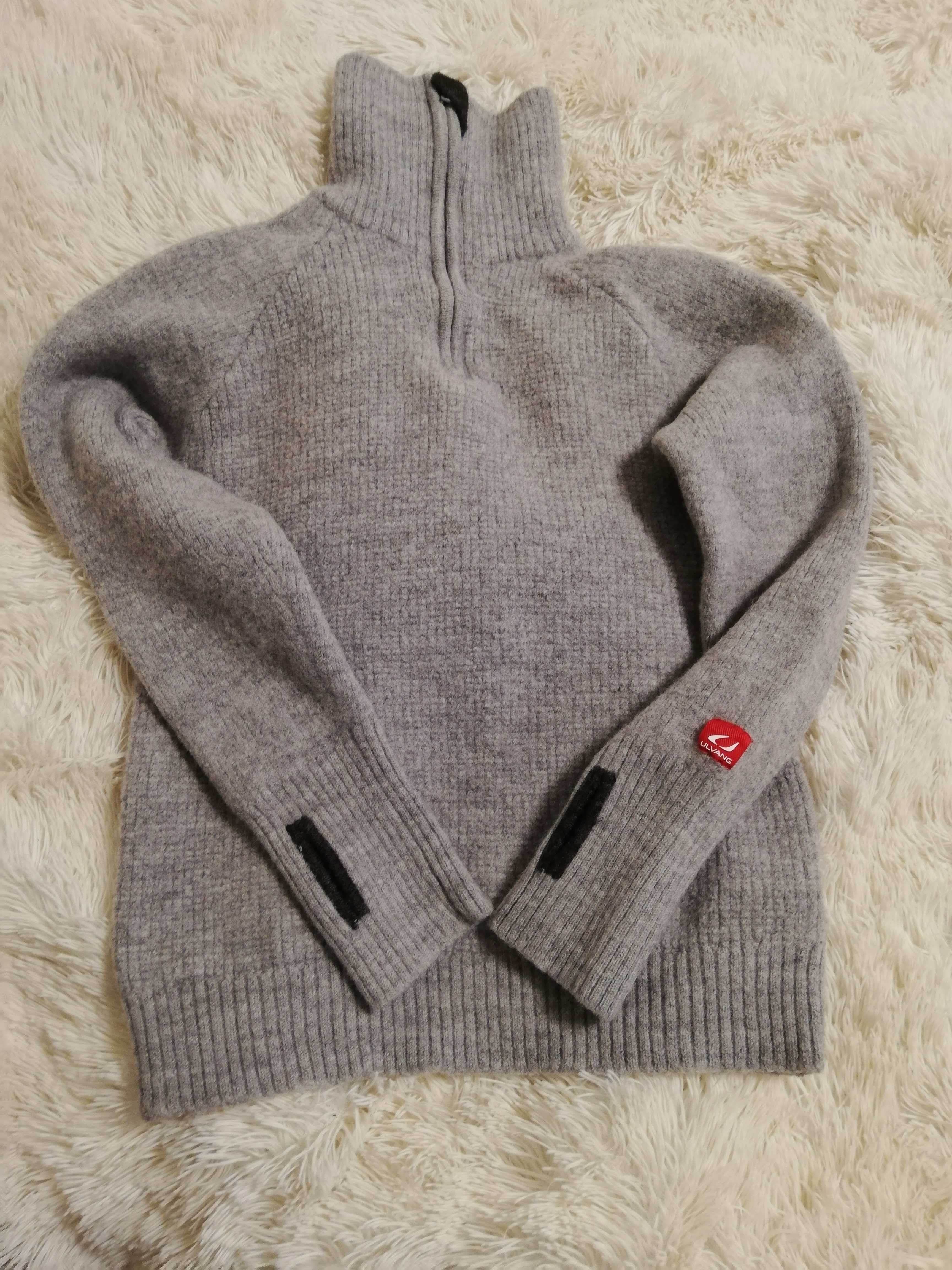 sweter wełniany Ulvang 100%wełna S M 36 38 szary