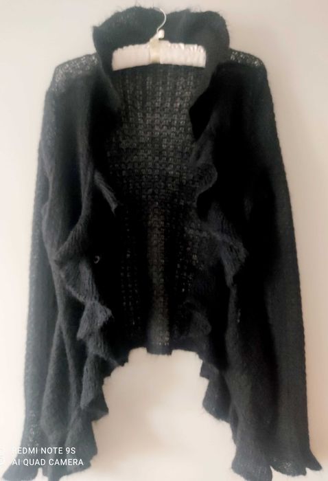 cienki czarny ażurowy sweterek moher r.L