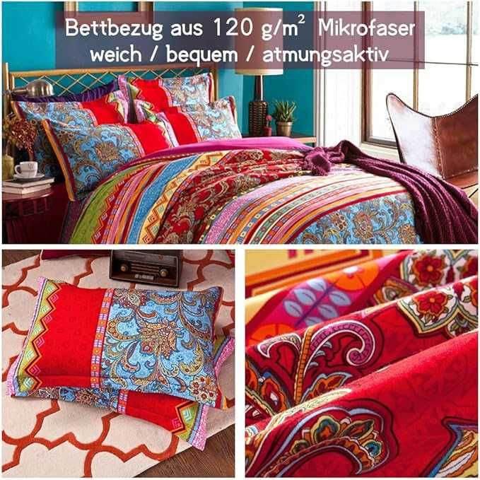 Komplet pościeli Boho 135 x200 cm, wzór indyjski – Mikrofibra