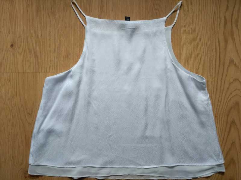 top halter Topshop biały klasyczny baza 40 L wzorek wężowy