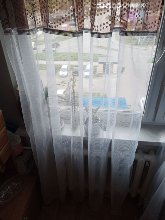Firanka brązowo biała