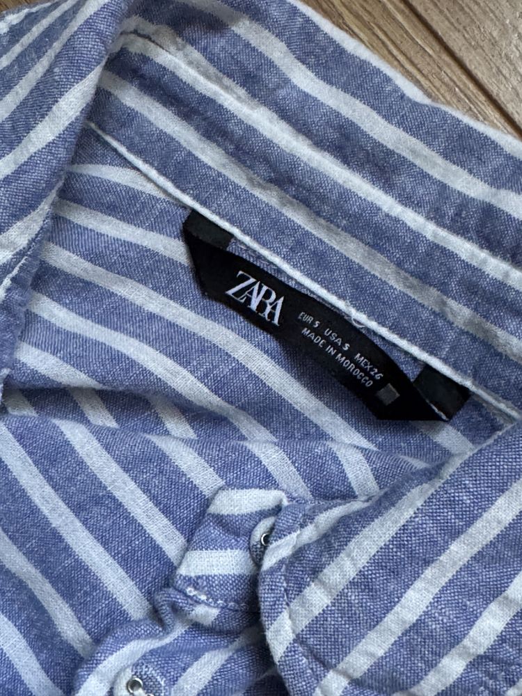 Лляна сорочка в полоску zara