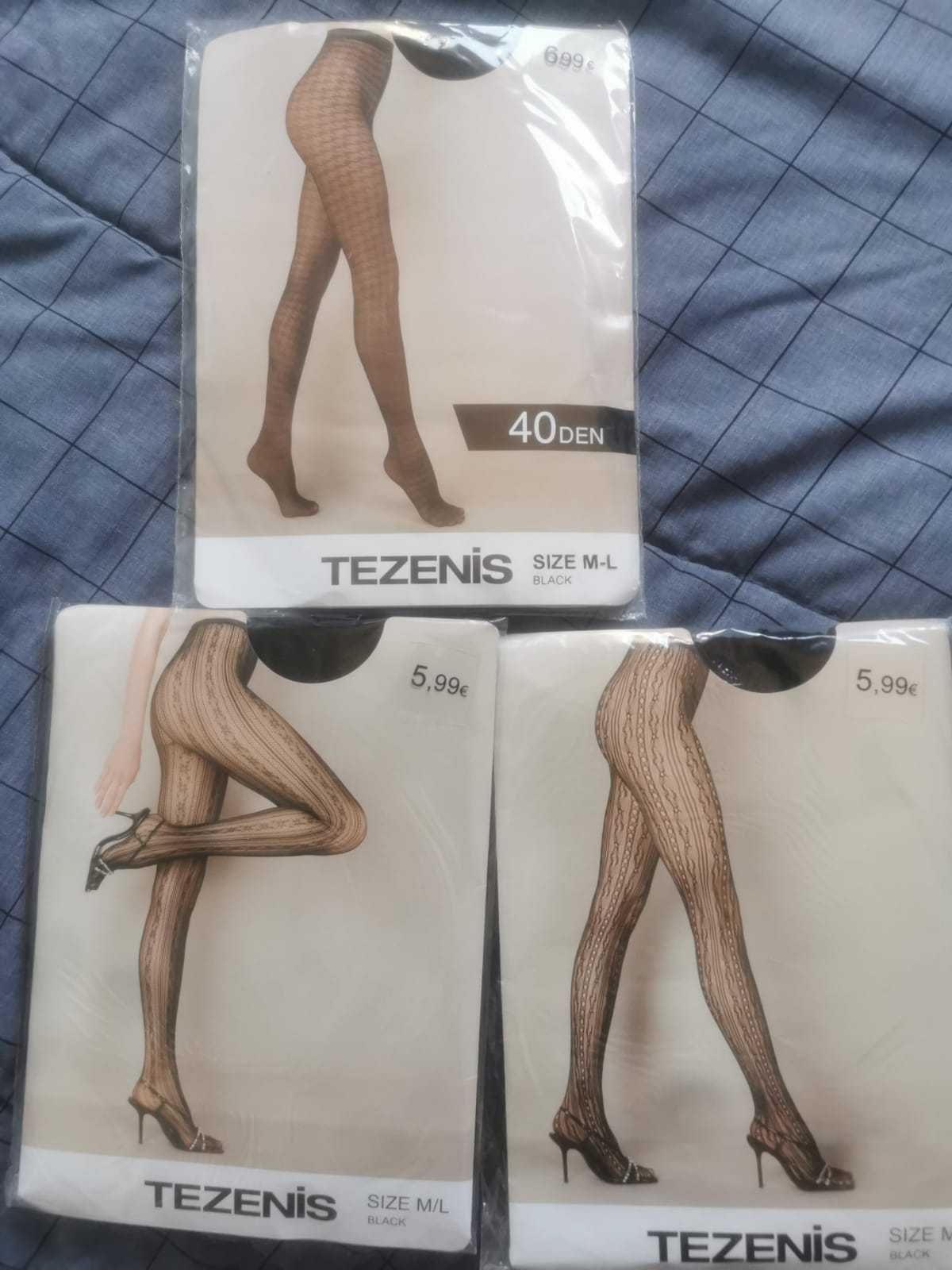 Collants renda / rede / desenhos M/L